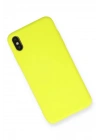 Mey İthalat®  iPhone X Kılıf Nano içi Kadife Silikon - Sarı