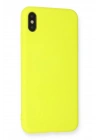 Mey İthalat®  iPhone X Kılıf Nano içi Kadife Silikon - Sarı