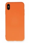 Mey İthalat®  iPhone X Kılıf Nano içi Kadife Silikon - Turuncu