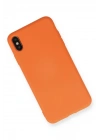 Mey İthalat®  iPhone X Kılıf Nano içi Kadife Silikon - Turuncu
