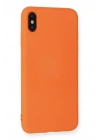 Mey İthalat®  iPhone X Kılıf Nano içi Kadife Silikon - Turuncu