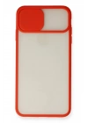 Mey İthalat®  iPhone X Kılıf Palm Buzlu Kamera Sürgülü Silikon - Kırmızı