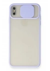 Mey İthalat®  iPhone X Kılıf Palm Buzlu Kamera Sürgülü Silikon - Lila