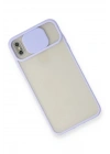 Mey İthalat®  iPhone X Kılıf Palm Buzlu Kamera Sürgülü Silikon - Lila