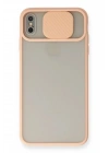 Mey İthalat®  iPhone X Kılıf Palm Buzlu Kamera Sürgülü Silikon - Pembe