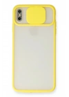 Mey İthalat®  iPhone X Kılıf Palm Buzlu Kamera Sürgülü Silikon - Sarı