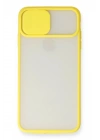 Mey İthalat®  iPhone X Kılıf Palm Buzlu Kamera Sürgülü Silikon - Sarı