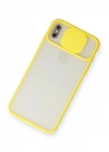 Mey İthalat®  iPhone X Kılıf Palm Buzlu Kamera Sürgülü Silikon - Sarı