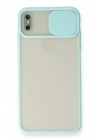 Mey İthalat®  iPhone X Kılıf Palm Buzlu Kamera Sürgülü Silikon - Turkuaz