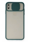Mey İthalat®  iPhone X Kılıf Palm Buzlu Kamera Sürgülü Silikon - Yeşil