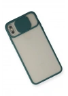 Mey İthalat®  iPhone X Kılıf Palm Buzlu Kamera Sürgülü Silikon - Yeşil
