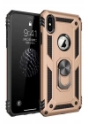 Mey İthalat®  iPhone X Kılıf Sofya Yüzüklü Silikon Kapak - Gold