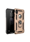 Mey İthalat®  iPhone X Kılıf Sofya Yüzüklü Silikon Kapak - Gold