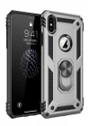 Mey İthalat®  iPhone X Kılıf Sofya Yüzüklü Silikon Kapak - Gümüş