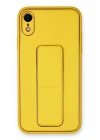 Mey İthalat®  iPhone XR Kılıf Coco Deri Standlı Kapak - Sarı