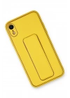 Mey İthalat®  iPhone XR Kılıf Coco Deri Standlı Kapak - Sarı