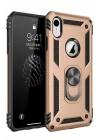 Mey İthalat®  iPhone XR Kılıf Sofya Yüzüklü Silikon Kapak - Gold