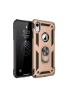 Mey İthalat®  iPhone XR Kılıf Sofya Yüzüklü Silikon Kapak - Gold