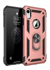 Mey İthalat®  iPhone XR Kılıf Sofya Yüzüklü Silikon Kapak - Rose