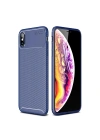Mey İthalat®  iPhone XS Max Kılıf Auto Focus Karbon Kapak - Lacivert