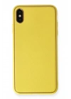 Mey İthalat®  iPhone XS Max Kılıf Coco Deri Silikon Kapak - Sarı
