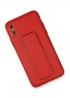 Mey İthalat®  iPhone XS Max Kılıf Coco Deri Standlı Kapak - Kırmızı