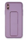 Mey İthalat®  iPhone XS Max Kılıf Coco Deri Standlı Kapak - Koyu Lila