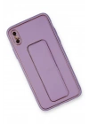 Mey İthalat®  iPhone XS Max Kılıf Coco Deri Standlı Kapak - Koyu Lila