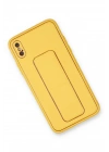 Mey İthalat®  iPhone XS Max Kılıf Coco Deri Standlı Kapak - Sarı