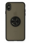 Mey İthalat®  iPhone XS Max Kılıf Montreal Yüzüklü Silikon Kapak - Siyah