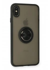 Mey İthalat®  iPhone XS Max Kılıf Montreal Yüzüklü Silikon Kapak - Siyah