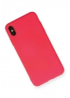 Mey İthalat®  iPhone XS Max Kılıf Nano içi Kadife Silikon - Koyu Pembe