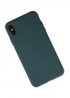 Mey İthalat®  iPhone XS Max Kılıf Nano içi Kadife Silikon - Koyu Yeşil