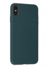 Mey İthalat®  iPhone XS Max Kılıf Nano içi Kadife Silikon - Koyu Yeşil