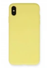 Mey İthalat®  iPhone XS Max Kılıf Nano içi Kadife Silikon - Mat Sarı