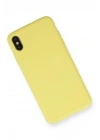 Mey İthalat®  iPhone XS Max Kılıf Nano içi Kadife Silikon - Mat Sarı