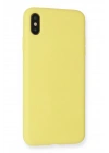 Mey İthalat®  iPhone XS Max Kılıf Nano içi Kadife Silikon - Mat Sarı