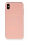 Mey İthalat®  iPhone XS Max Kılıf Nano içi Kadife Silikon - Pudra