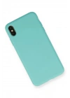 Mey İthalat®  iPhone XS Max Kılıf Nano içi Kadife Silikon - Turkuaz