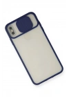 Mey İthalat®  iPhone XS Max Kılıf Palm Buzlu Kamera Sürgülü Silikon - Lacivert
