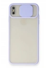 Mey İthalat®  iPhone XS Max Kılıf Palm Buzlu Kamera Sürgülü Silikon - Lila