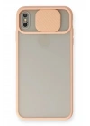 Mey İthalat®  iPhone XS Max Kılıf Palm Buzlu Kamera Sürgülü Silikon - Pembe