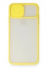 Mey İthalat®  iPhone XS Max Kılıf Palm Buzlu Kamera Sürgülü Silikon - Sarı