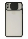 Mey İthalat®  iPhone XS Max Kılıf Palm Buzlu Kamera Sürgülü Silikon - Siyah