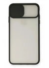 Mey İthalat®  iPhone XS Max Kılıf Palm Buzlu Kamera Sürgülü Silikon - Siyah