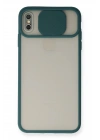 Mey İthalat®  iPhone XS Max Kılıf Palm Buzlu Kamera Sürgülü Silikon - Yeşil