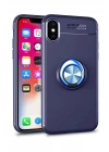 Mey İthalat®  iPhone XS Max Kılıf Range Yüzüklü Silikon - Mavi