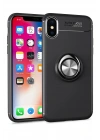 Mey İthalat®  iPhone XS Max Kılıf Range Yüzüklü Silikon - Siyah