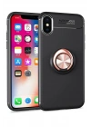 Mey İthalat®  iPhone XS Max Kılıf Range Yüzüklü Silikon - Siyah-Gold