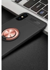 Mey İthalat®  iPhone XS Max Kılıf Range Yüzüklü Silikon - Siyah-Gold